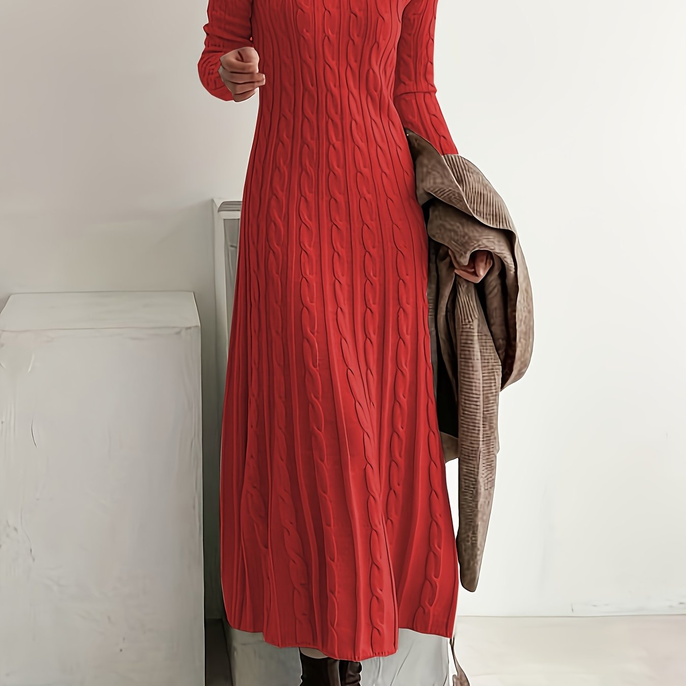 Evelyn | Cozy Cable Knit Maxi Dress