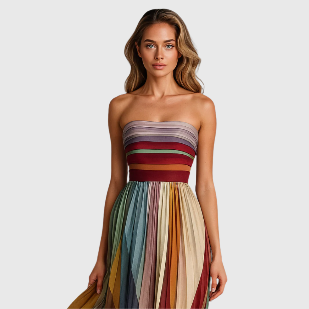ARABELLA – LONG STRAPLESS DRESS WITH FLUIDITY