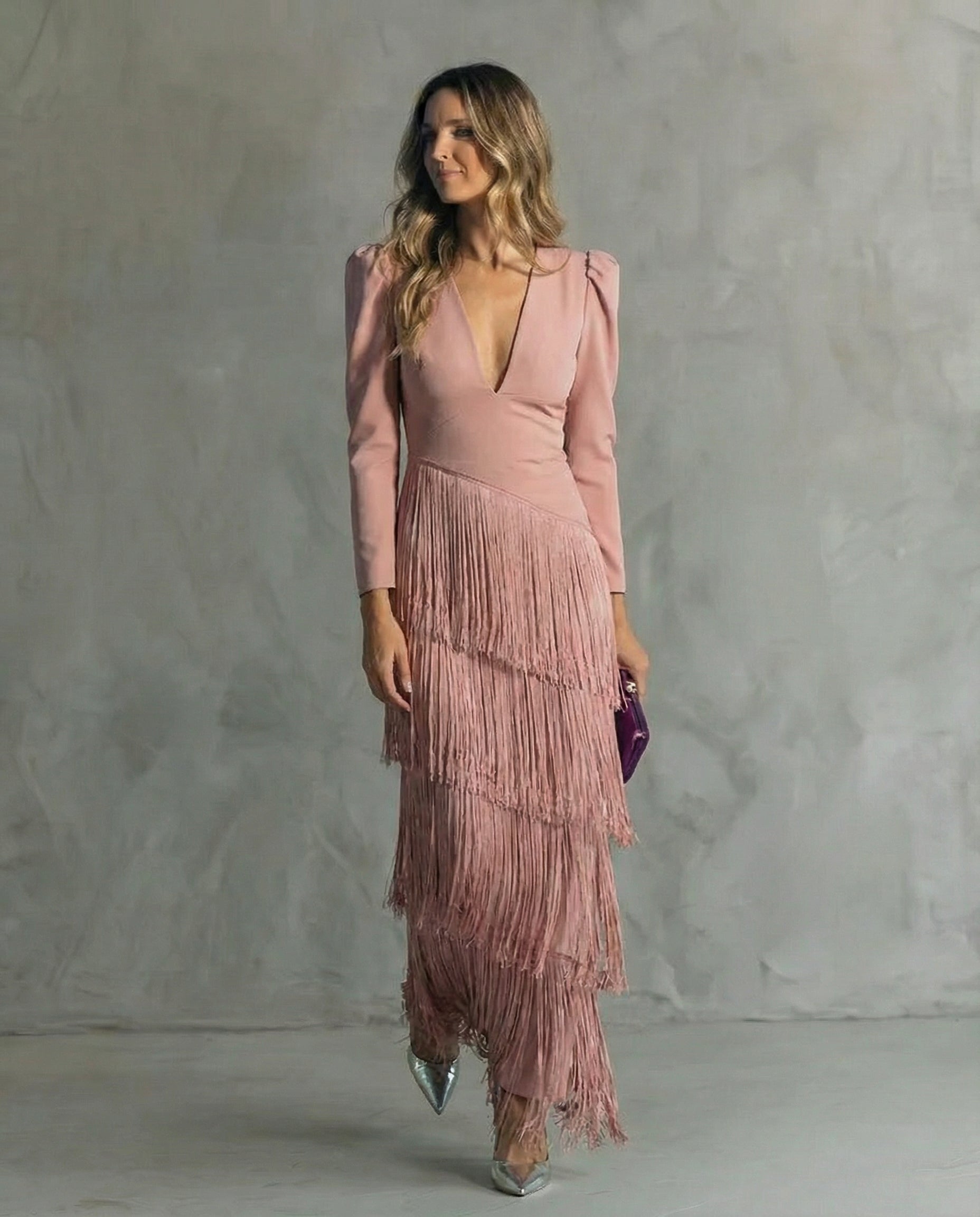 Clara | Elegant Dress with Fringe Sleeves