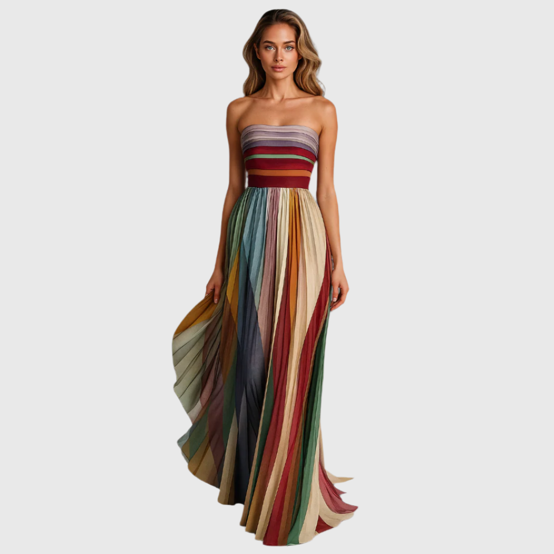 ARABELLA – LONG STRAPLESS DRESS WITH FLUIDITY