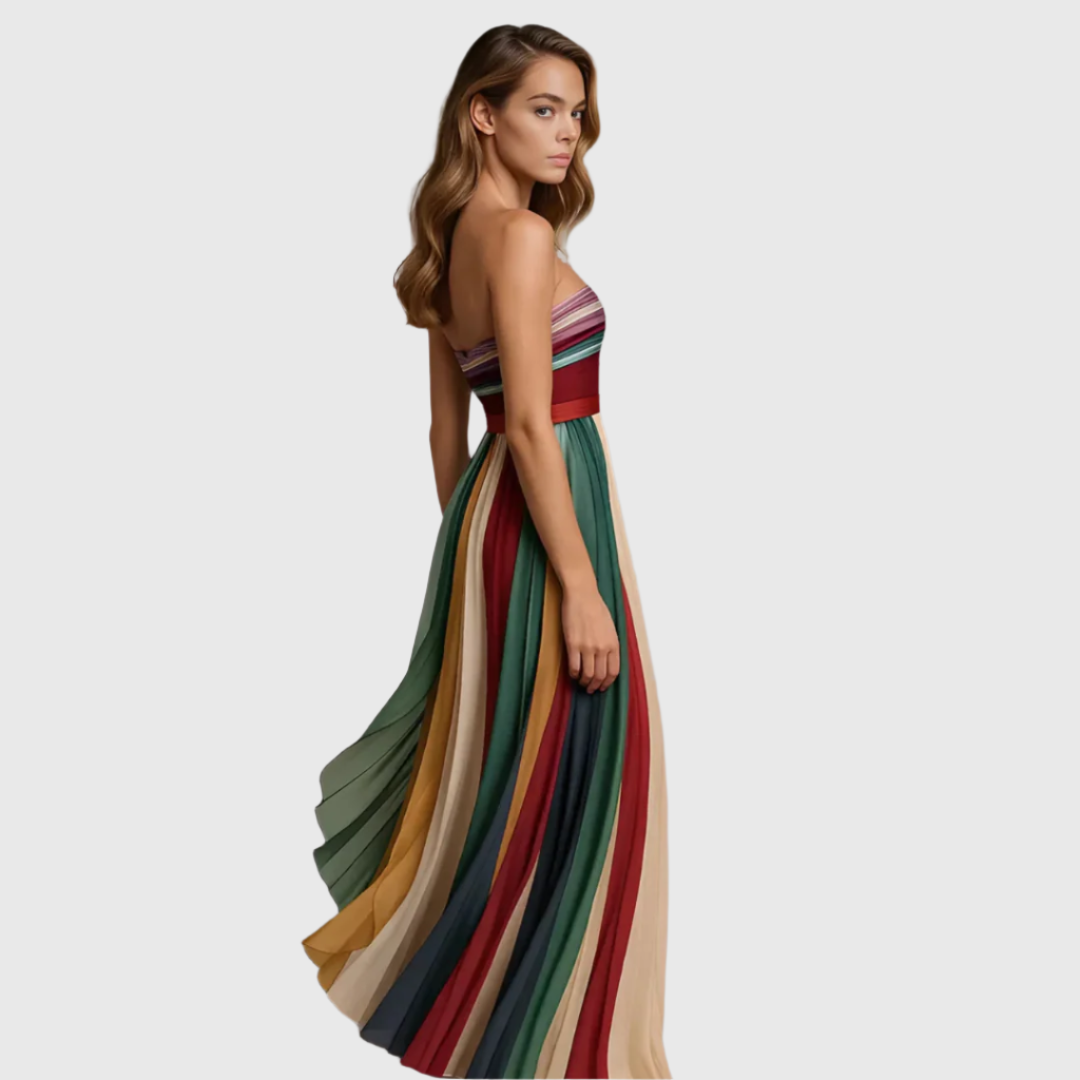 ARABELLA – LONG STRAPLESS DRESS WITH FLUIDITY