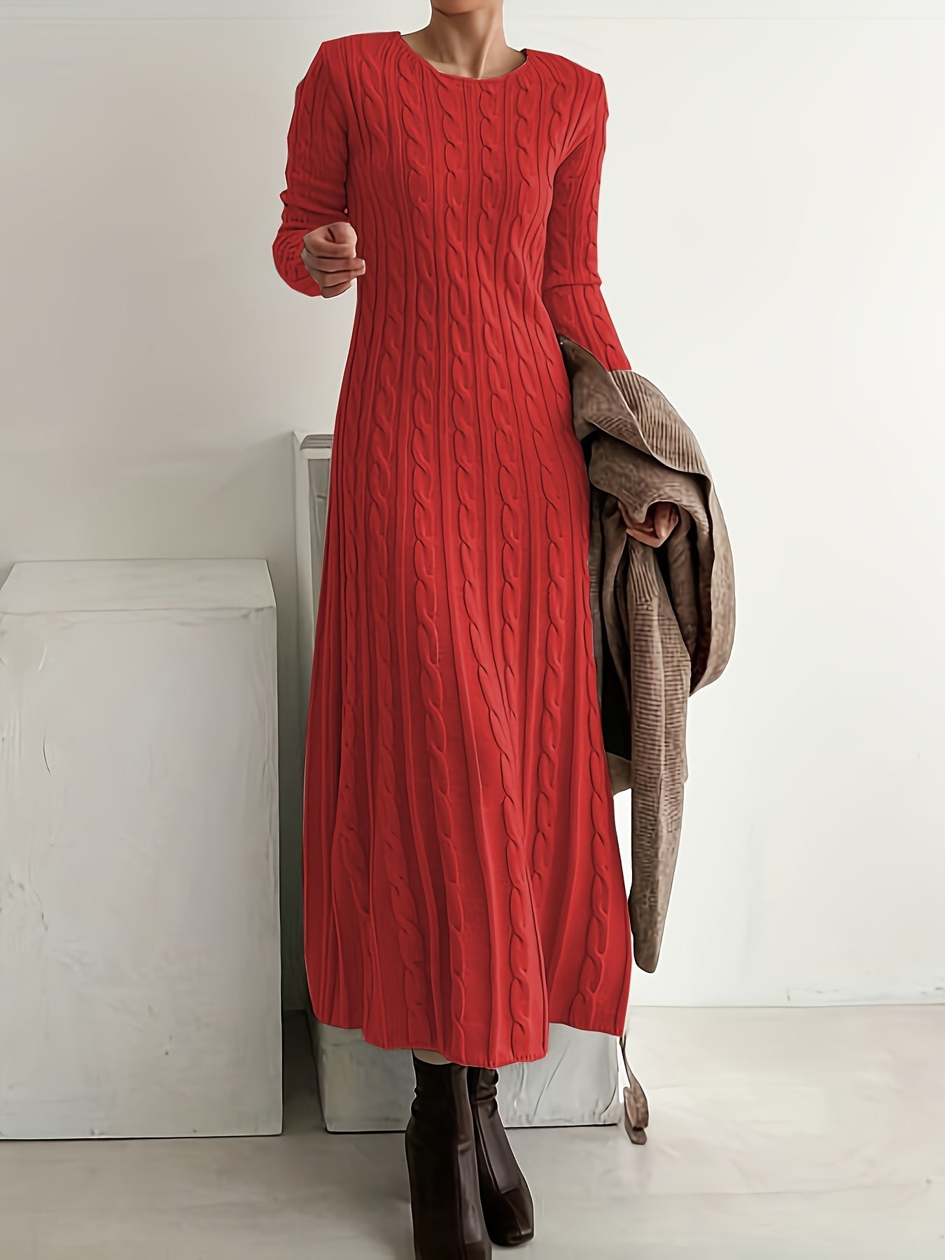 Evelyn | Cozy Cable Knit Maxi Dress